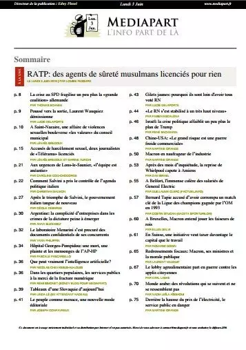 Mediapart - Lundi 3 Juin 2019 - Journaux