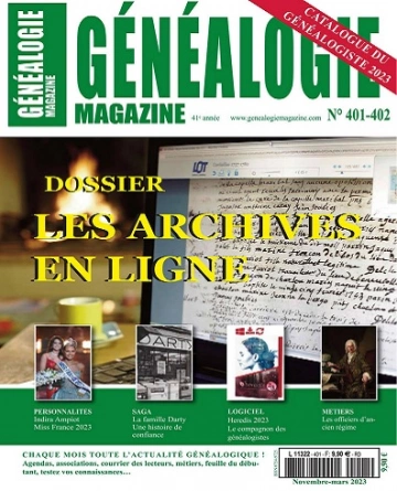 Généalogie N°401-402 – Novembre-Mars 2023